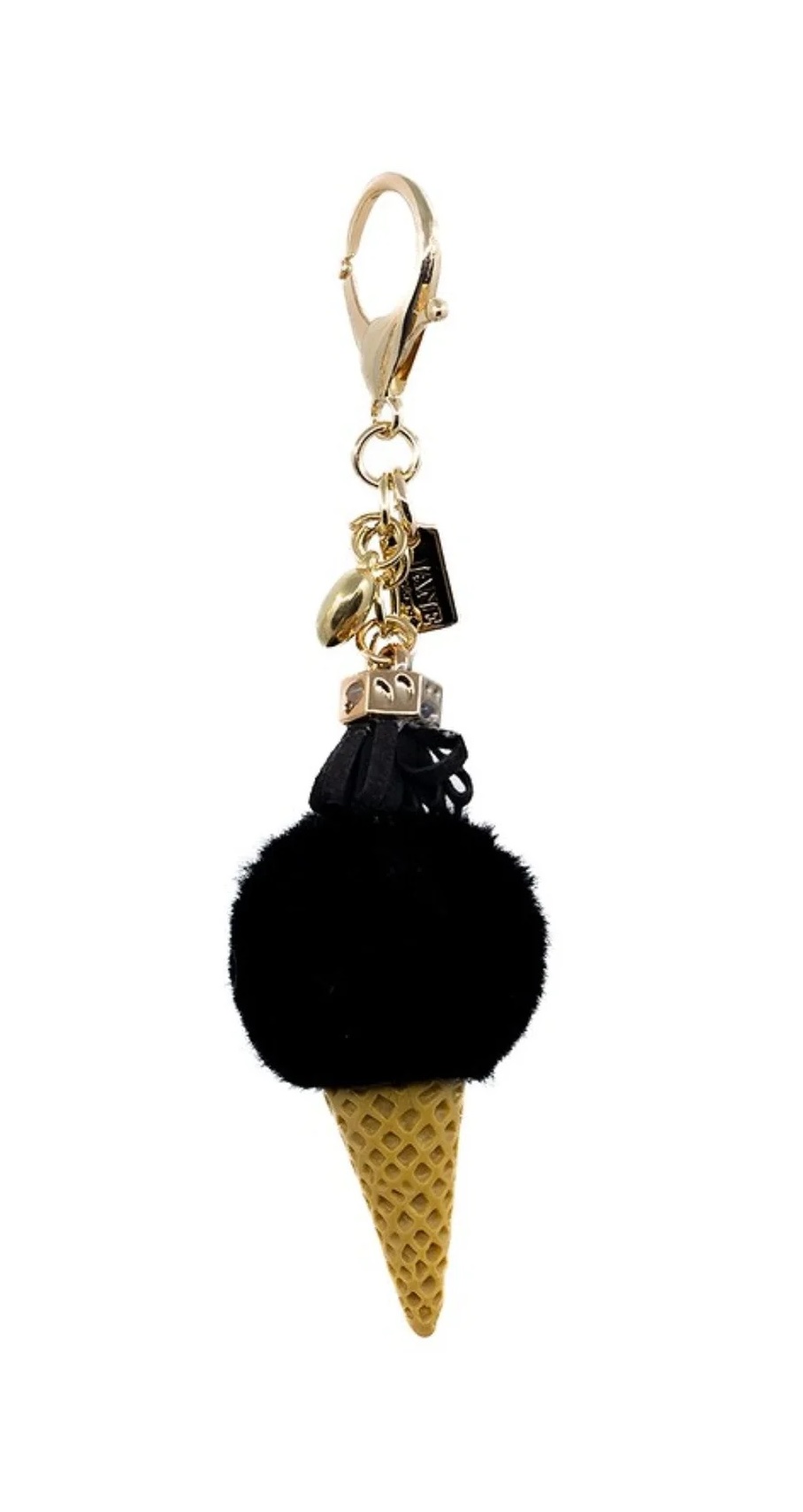 Plush Ice Cream Charm in Black